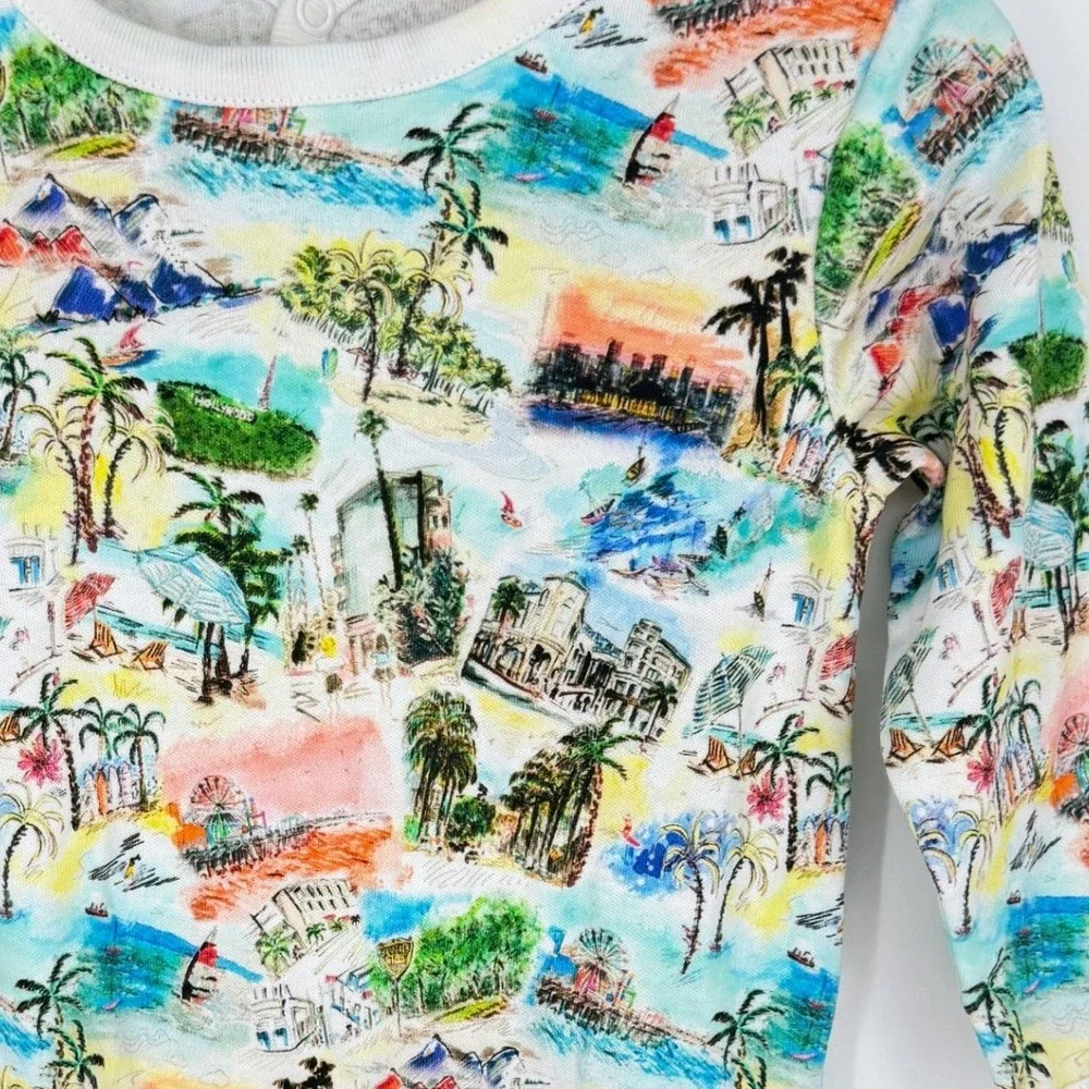 New BRAI Organic Cotton Colorful Coastal Tropical Baby Footie Sleeper 6-12 month